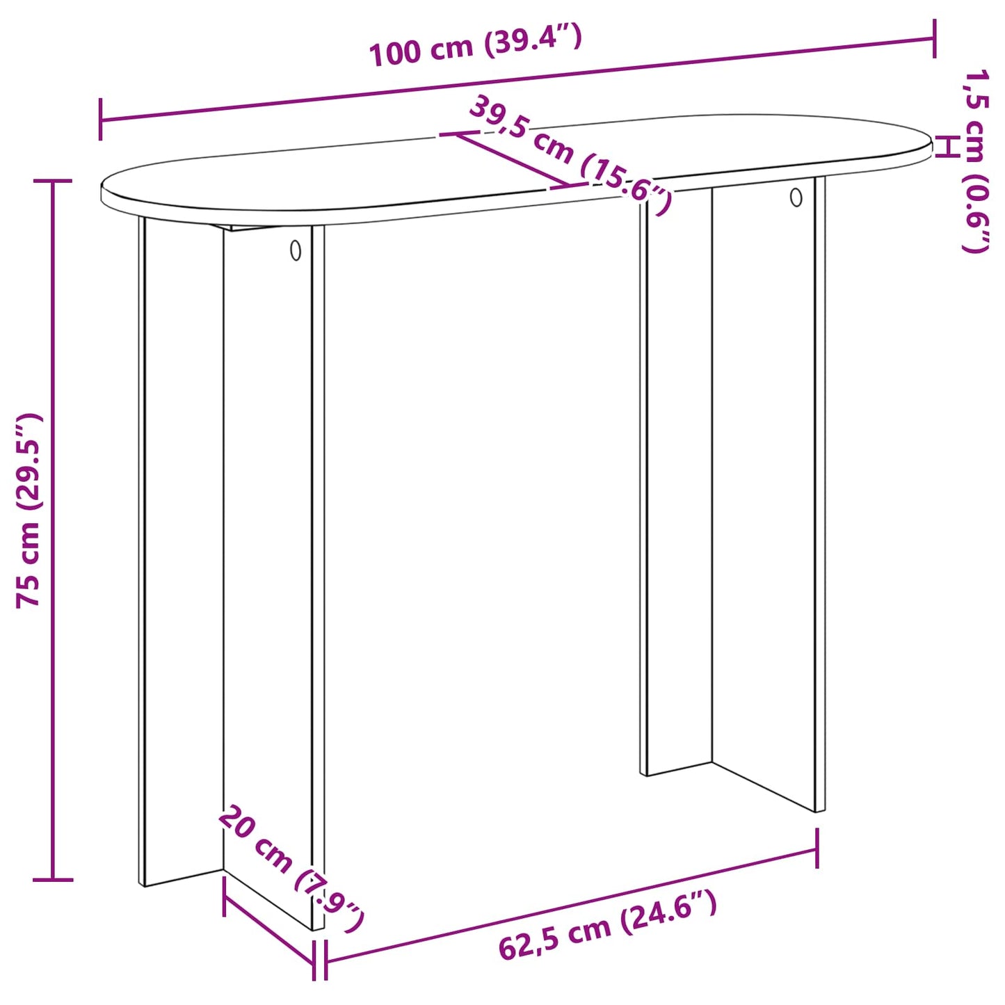 Konsolbord Gammelt træ 100 x 39,5 x 75 cm Konstrueret træ