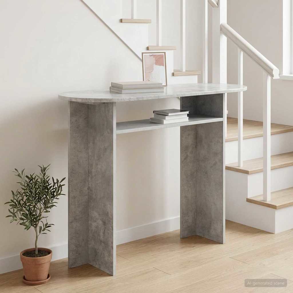 Konsolbord Betongrå 100 x 39,5 x 75 cm Konstrueret træ