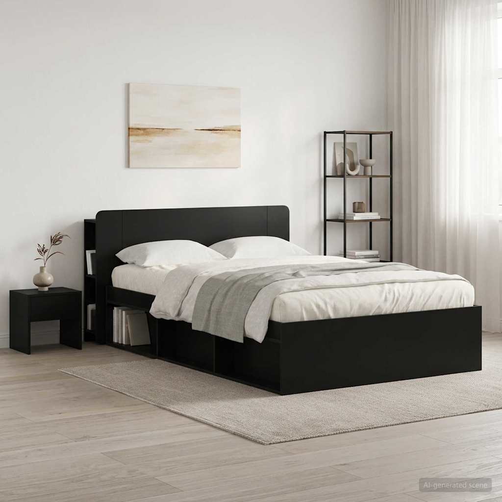 Hovedgærde Skab Sort 135 x 18,5 x 80 cm Konstrueret træ