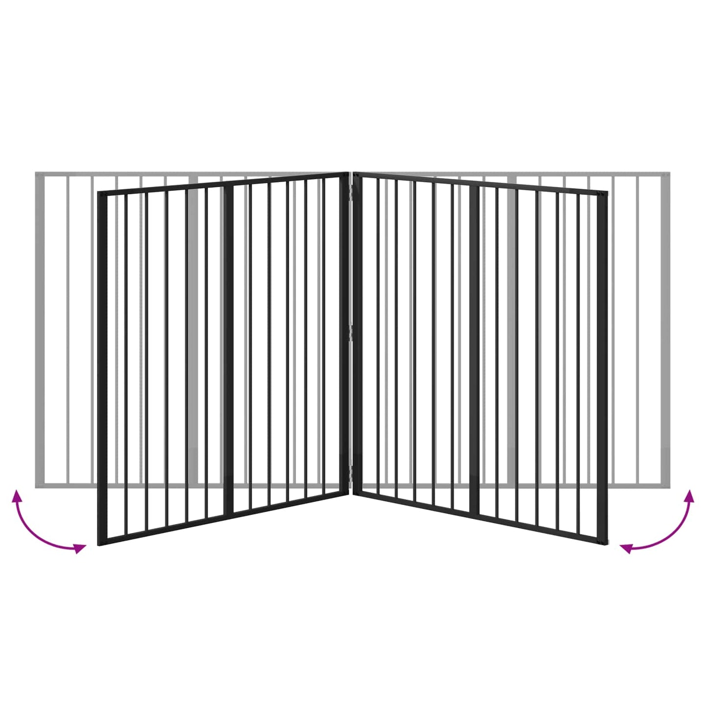 Hundedør 4 stk. Sort 100 x 100 cm Galvaniseret stål