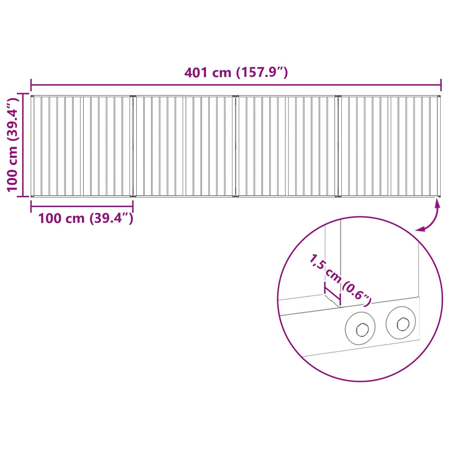 Hundedør 4 stk. Sort 100 x 100 cm Galvaniseret stål