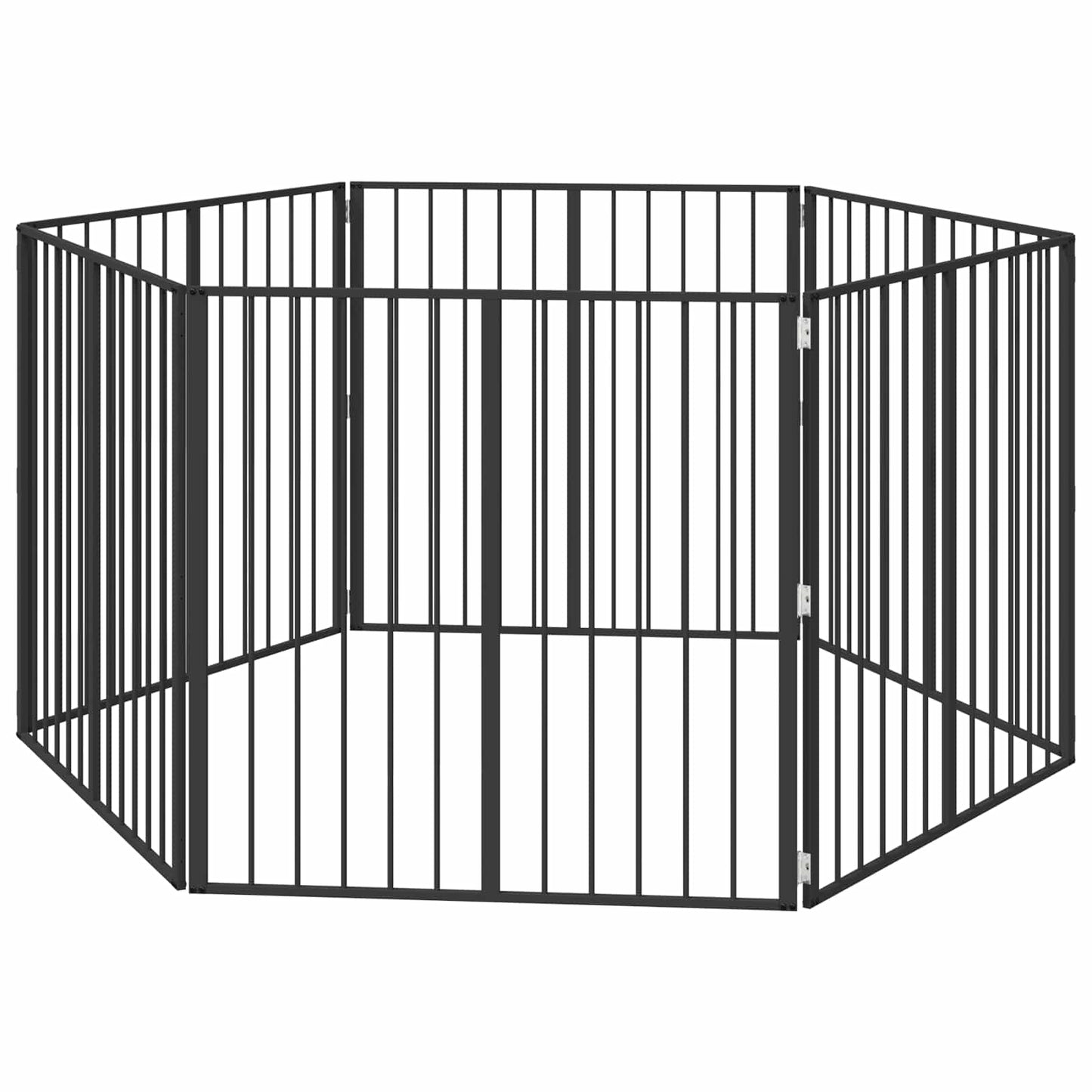 Hundedør 6 stk. Sort 100 x 100 cm Galvaniseret stål