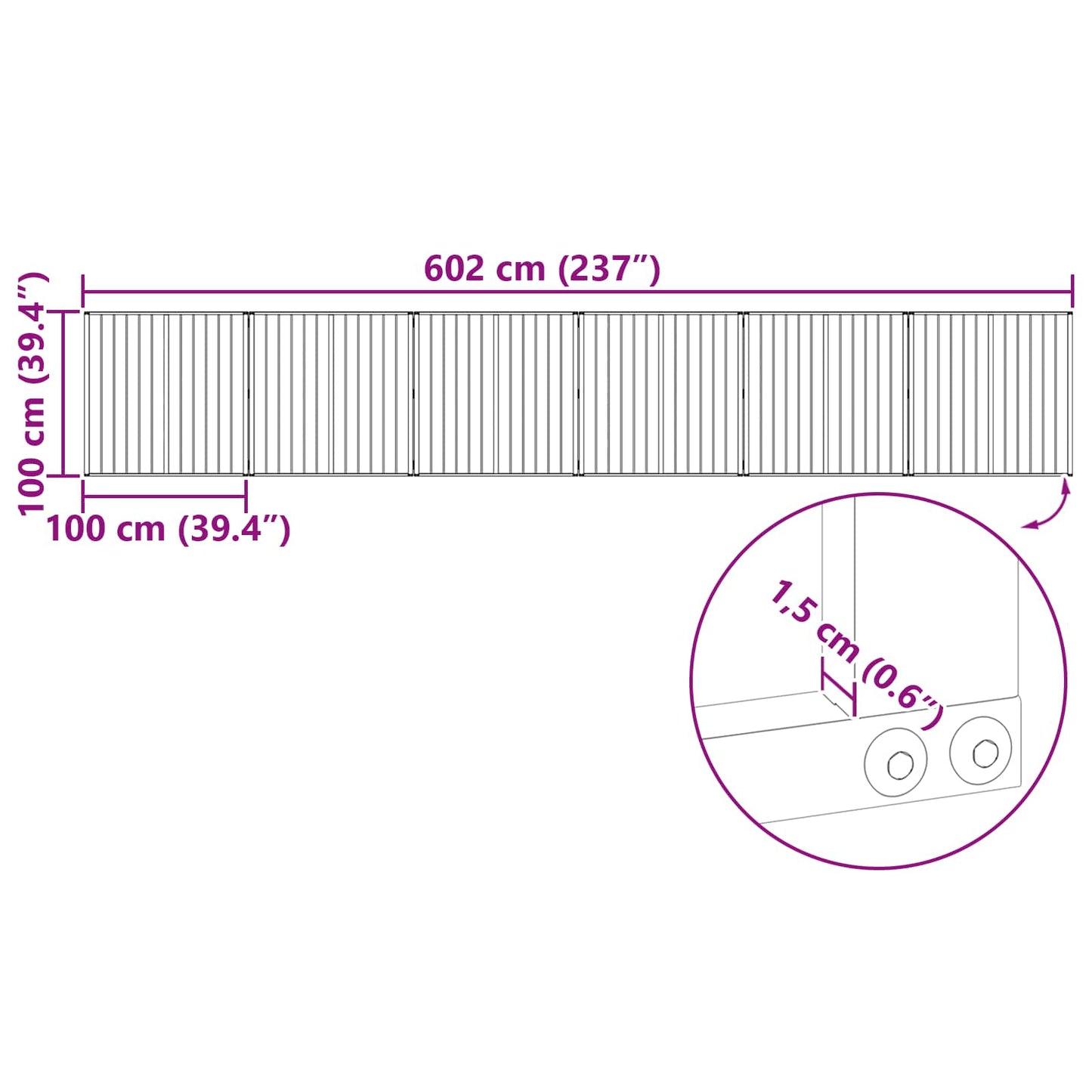 Hundedør 6 stk. Sort 100 x 100 cm Galvaniseret stål