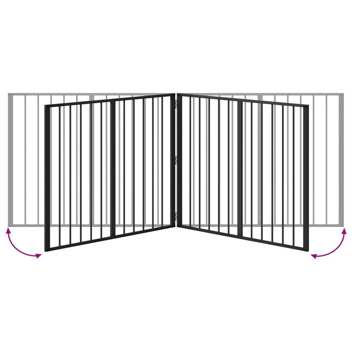 Hundedør 4 stk. Sort 100 x 80 cm Galvaniseret stål