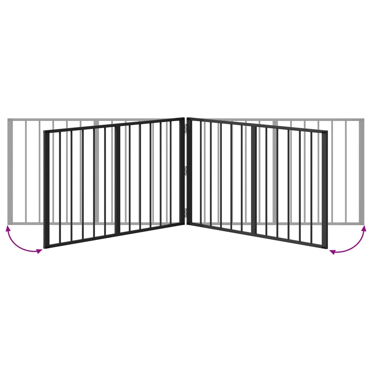 Hundedør 2 stk. Sort 100 x 60 cm Galvaniseret stål