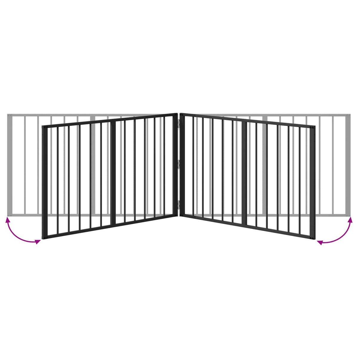 Hundedør 4 stk. Sort 100 x 60 cm Galvaniseret stål