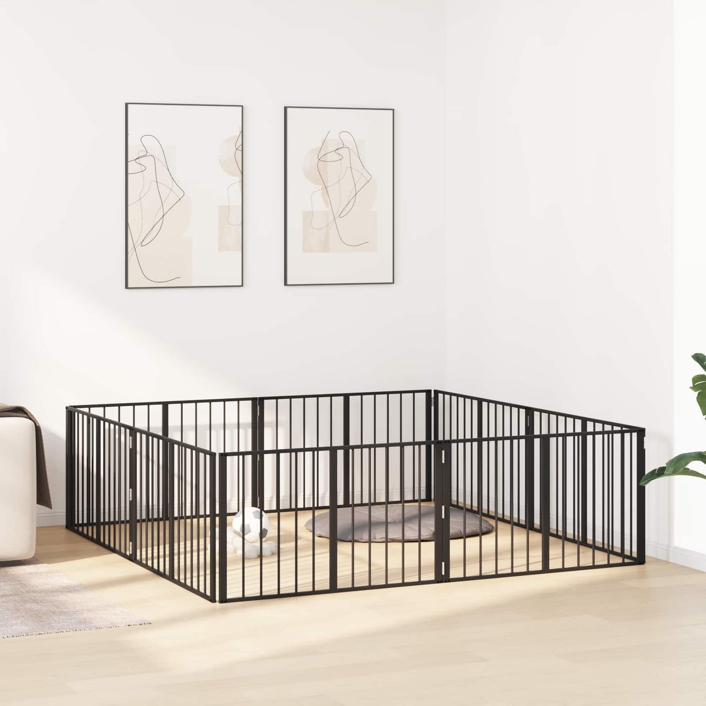 Hundedør 8 stk. Sort 100 x 60 cm Galvaniseret stål