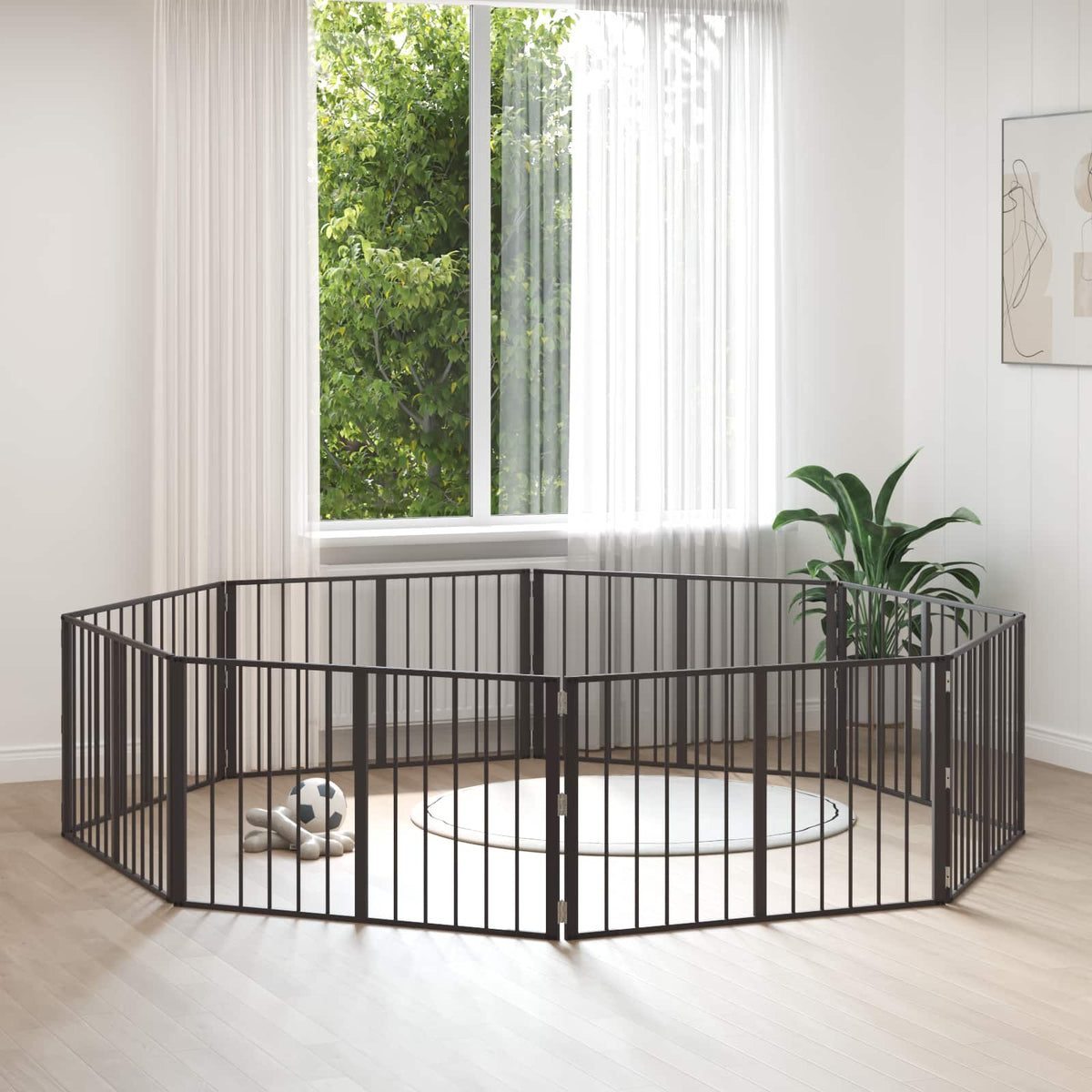 Hundedør 8 stk. Sort 100 x 60 cm Galvaniseret stål