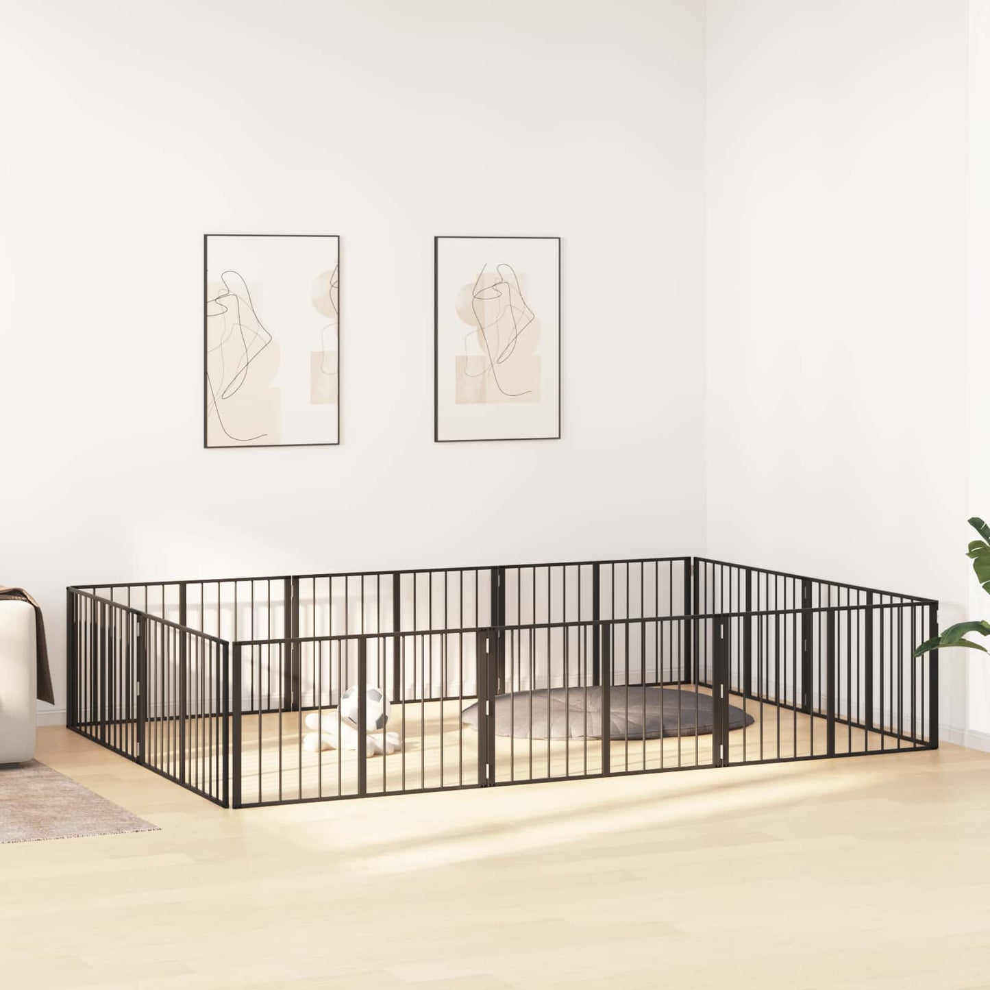 Hundedør 10 stk. Sort 100 x 60 cm Galvaniseret stål