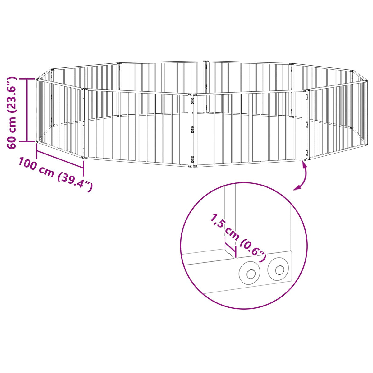 Hundedør 10 stk. Sort 100 x 60 cm Galvaniseret stål