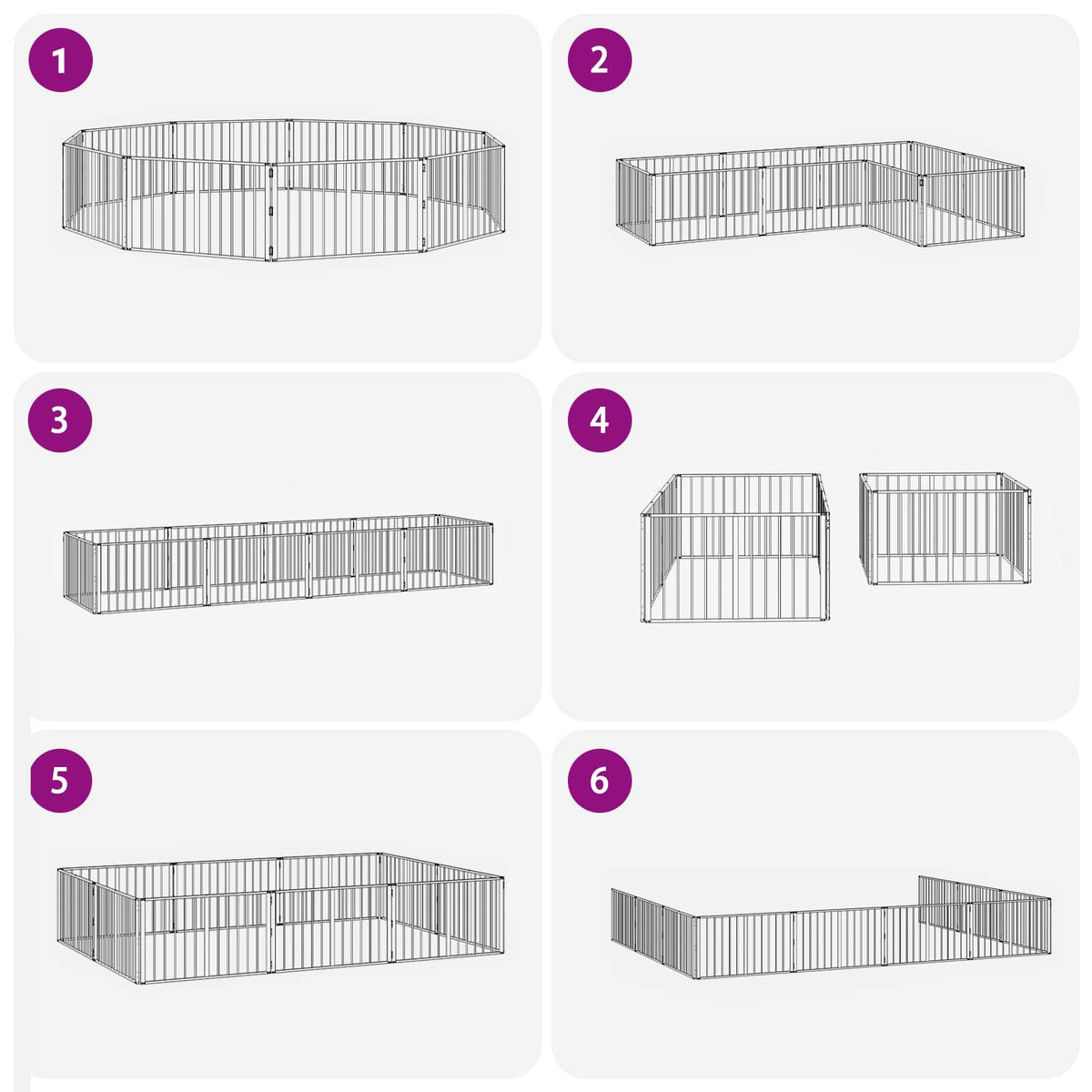 Hundedør 10 stk. Sort 100 x 60 cm Galvaniseret stål