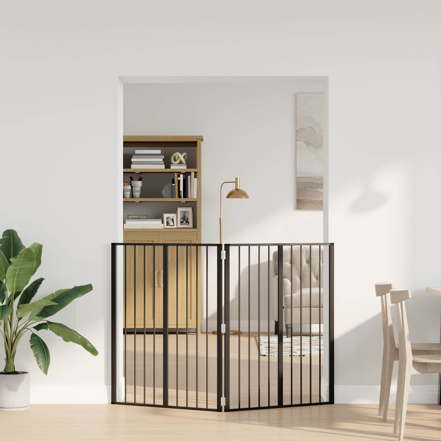 Hundedør 2 stk. Sort 80 x 100 cm Galvaniseret stål