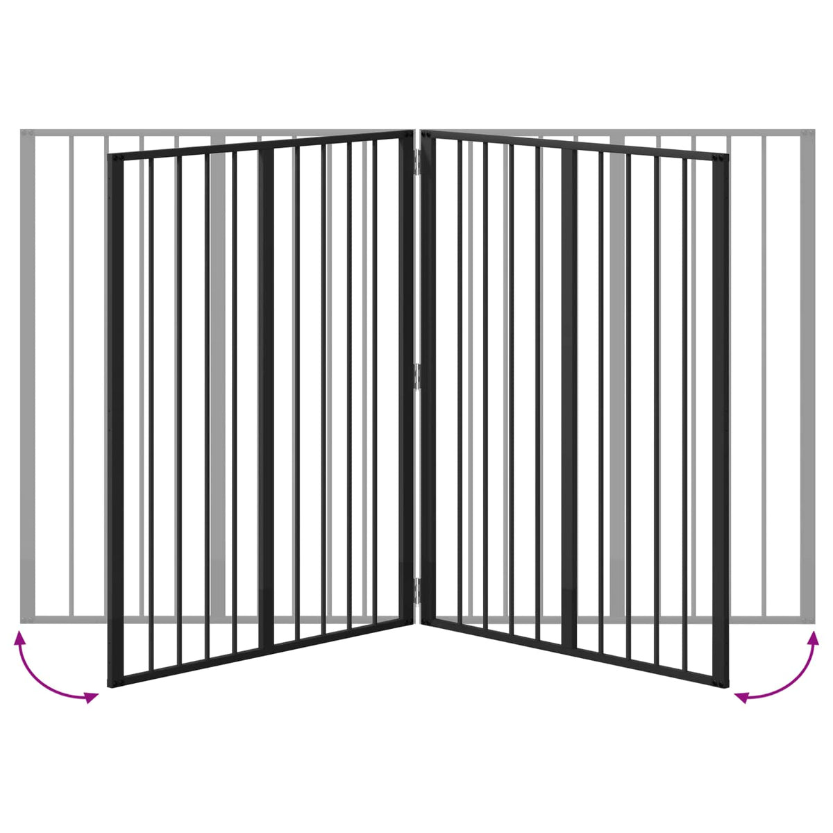 Hundedør 2 stk. Sort 80 x 100 cm Galvaniseret stål