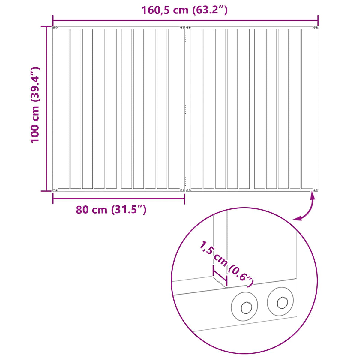 Hundedør 2 stk. Sort 80 x 100 cm Galvaniseret stål