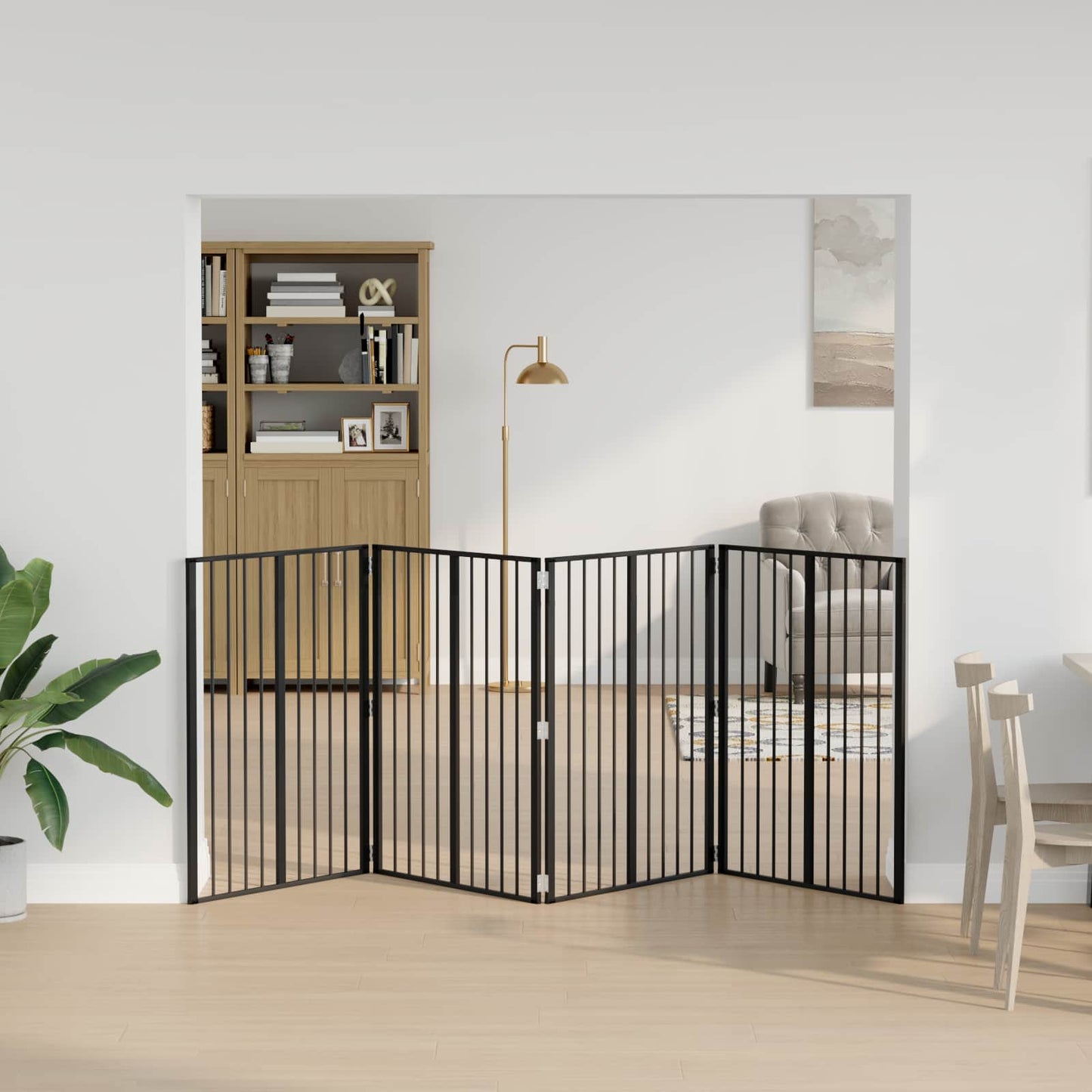 Hundedør 4 stk. Sort 80 x 100 cm Galvaniseret stål