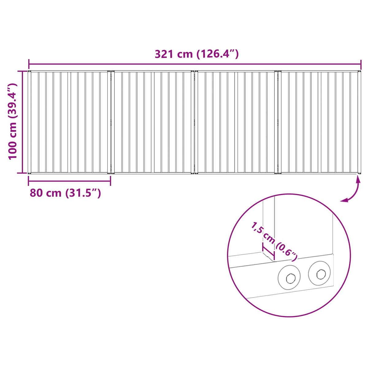 Hundedør 4 stk. Sort 80 x 100 cm Galvaniseret stål