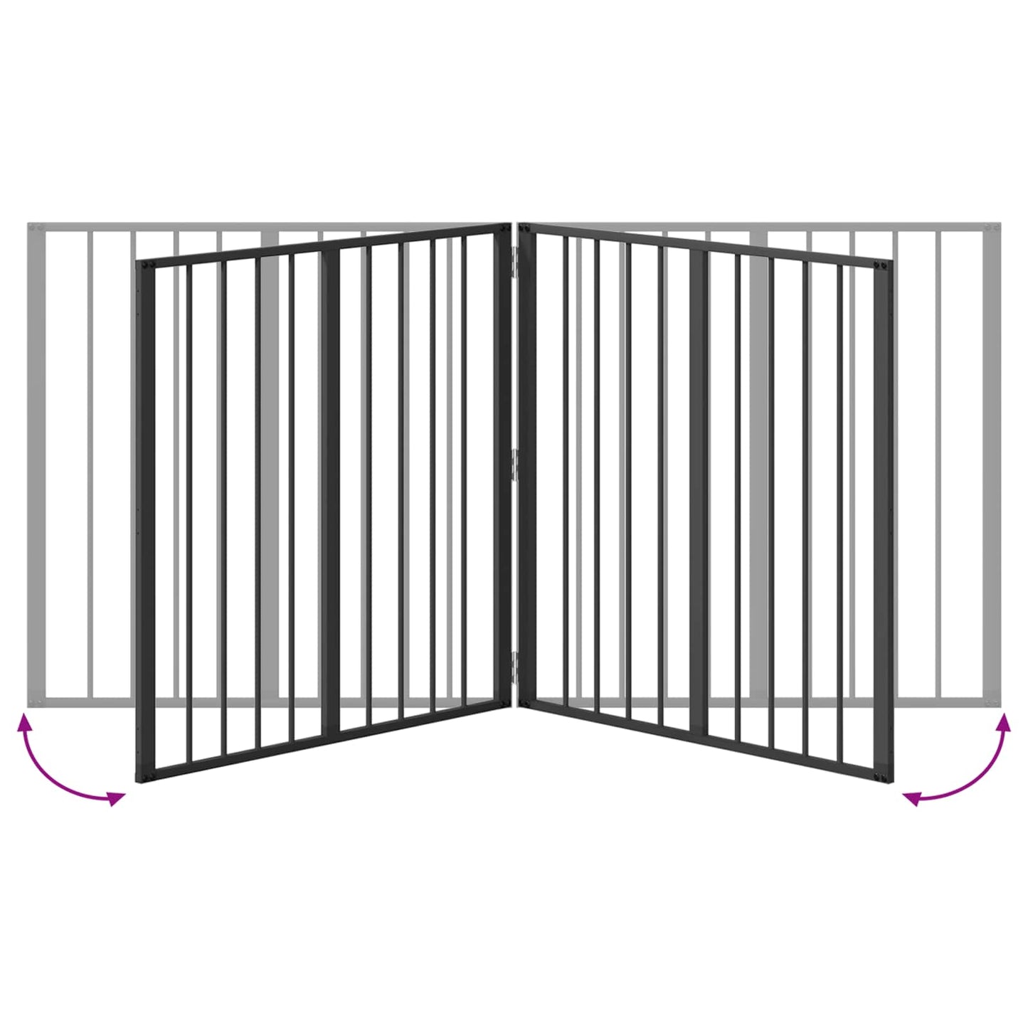 Hundedør 2 stk. Sort 80 x 80 cm Galvaniseret stål