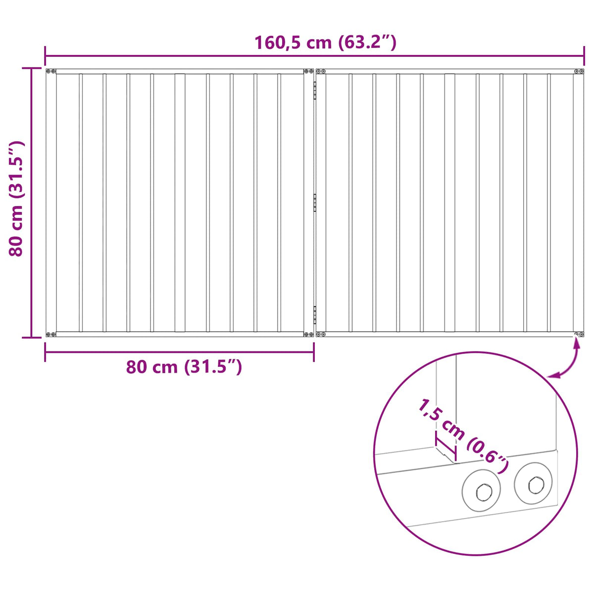 Hundedør 2 stk. Sort 80 x 80 cm Galvaniseret stål