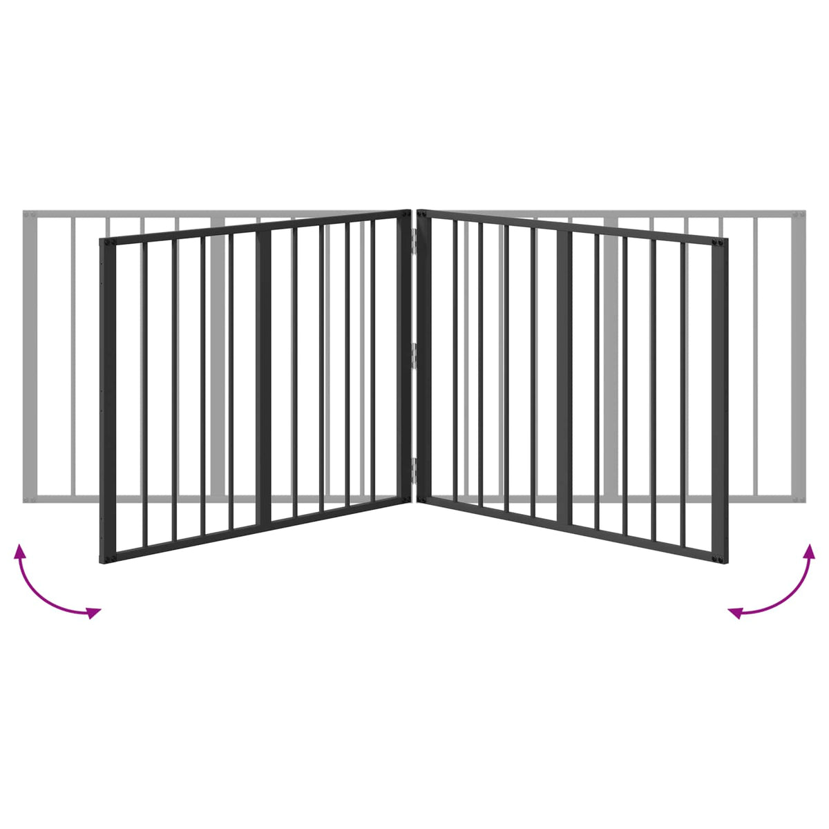 Hundedør 4 stk. Sort 80 x 60 cm Galvaniseret stål