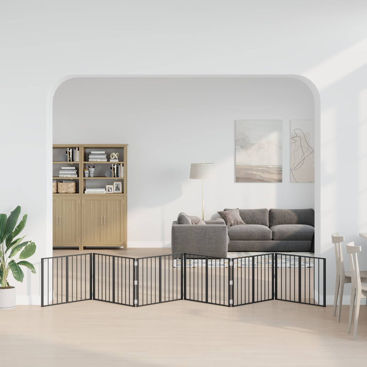 Hundedør 6 stk. Sort 80 x 60 cm Galvaniseret stål