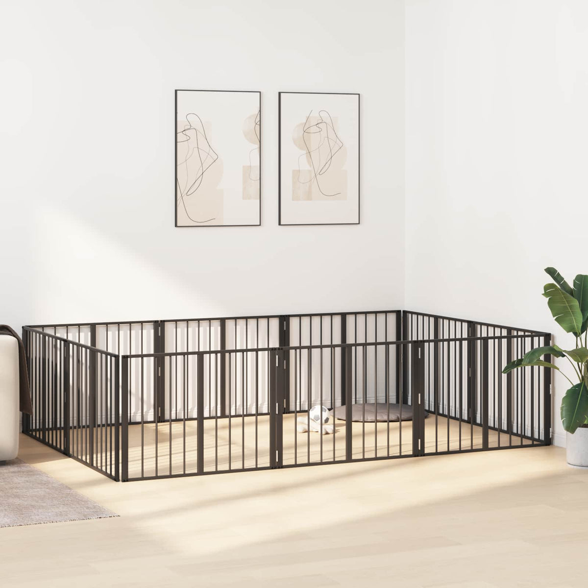 Hundedør 10 stk. Sort 80 x 60 cm Galvaniseret stål