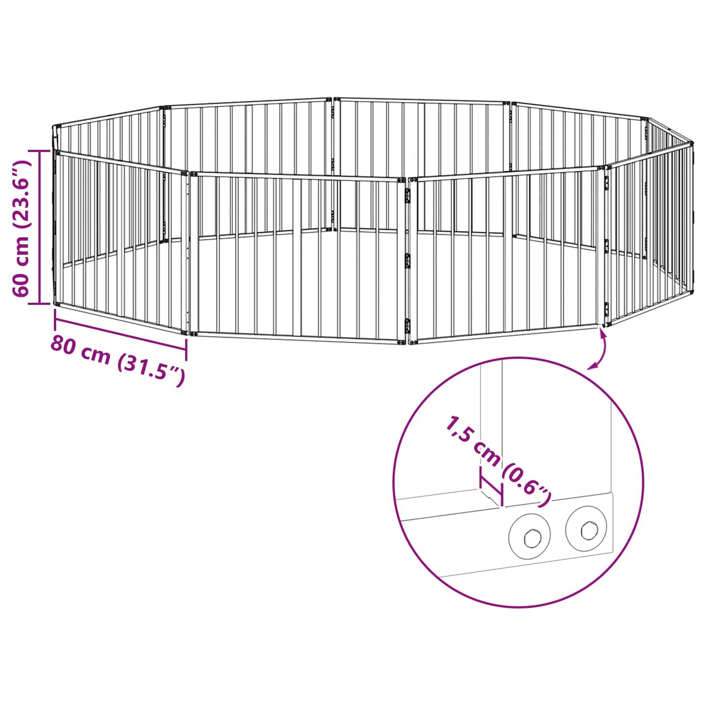 Hundedør 10 stk. Sort 80 x 60 cm Galvaniseret stål