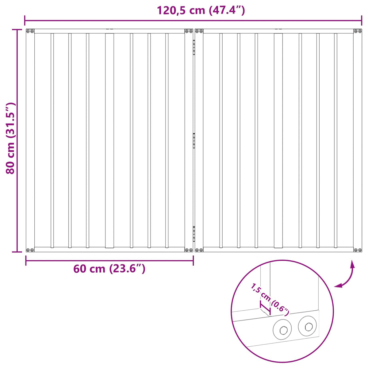 Hundedør 2 stk. Sort 60 x 80 cm Galvaniseret stål