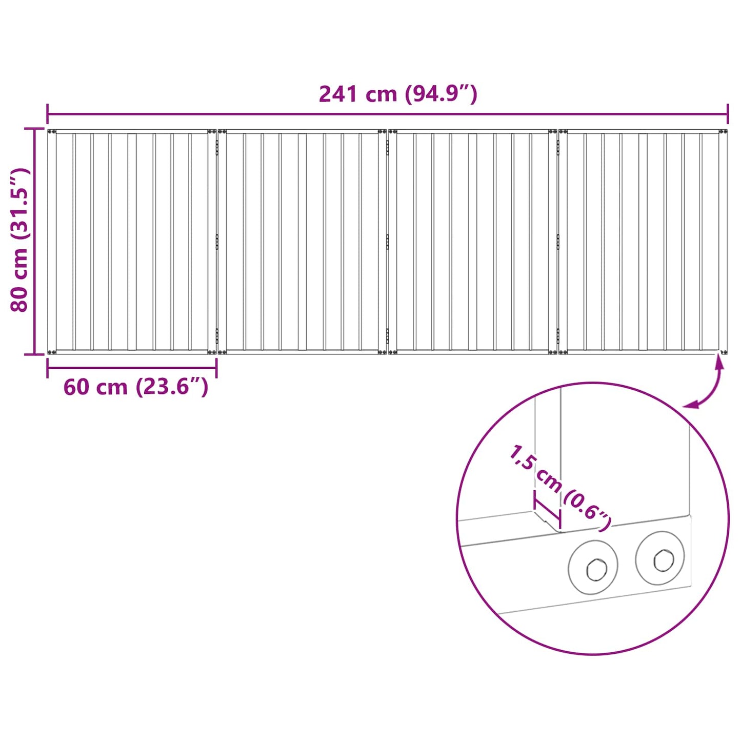 Hundedør 4 stk. Sort 60 x 80 cm Galvaniseret stål