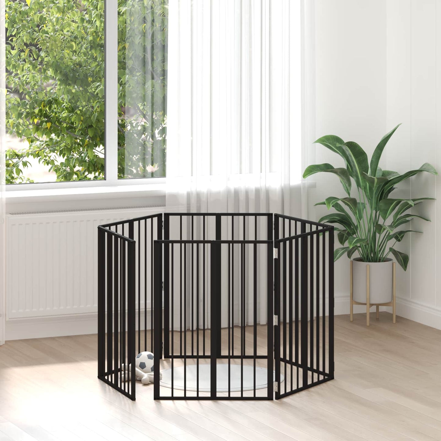 Hundedør 6 stk. Sort 60 x 80 cm Galvaniseret stål