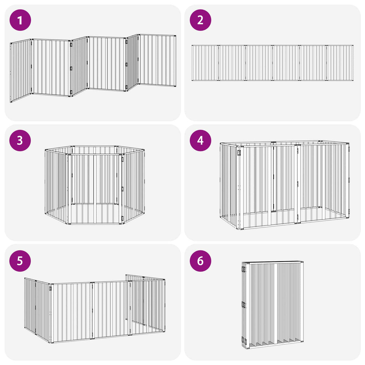 Hundedør 6 stk. Sort 60 x 80 cm Galvaniseret stål
