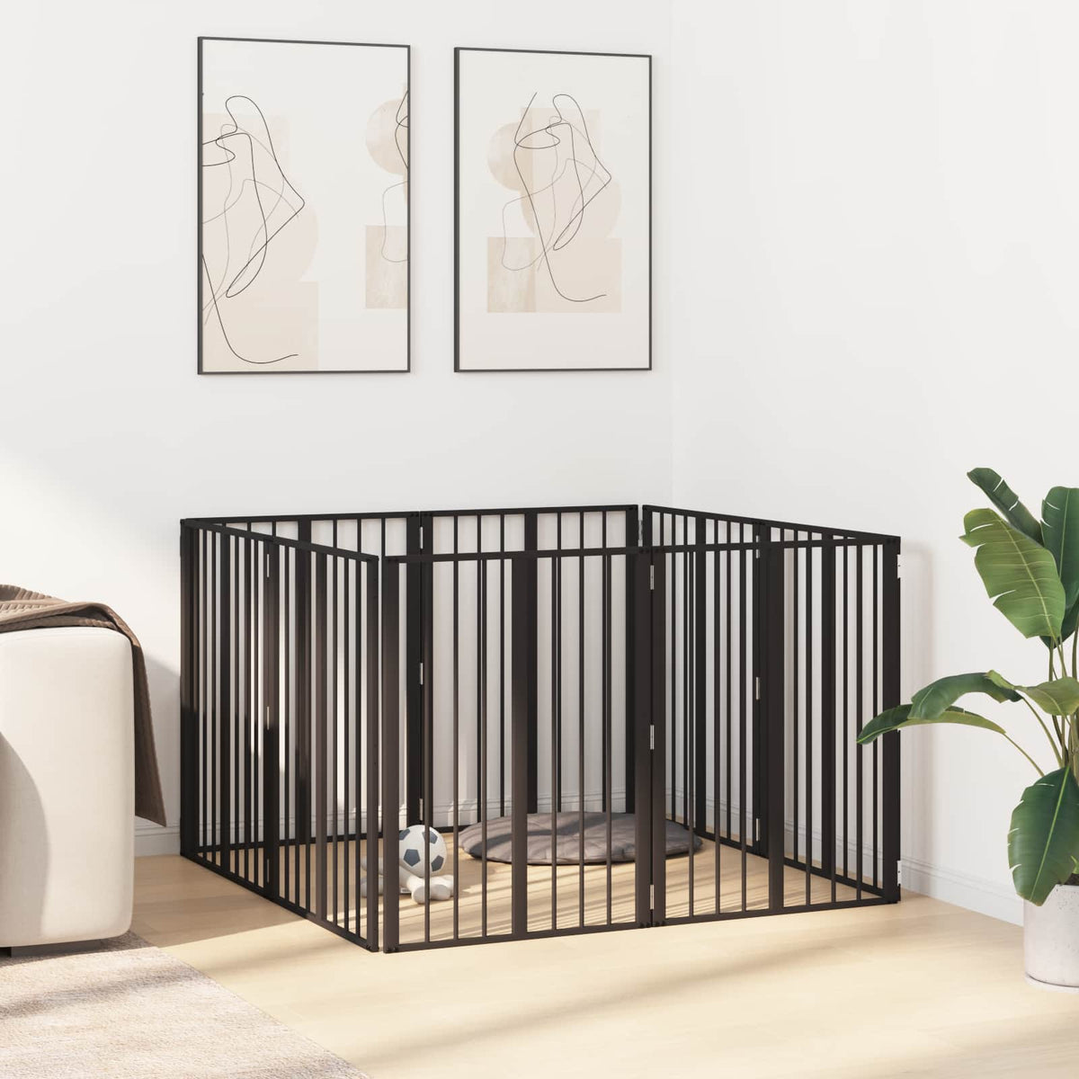 Hundedør 8 stk. Sort 60 x 80 cm Galvaniseret stål