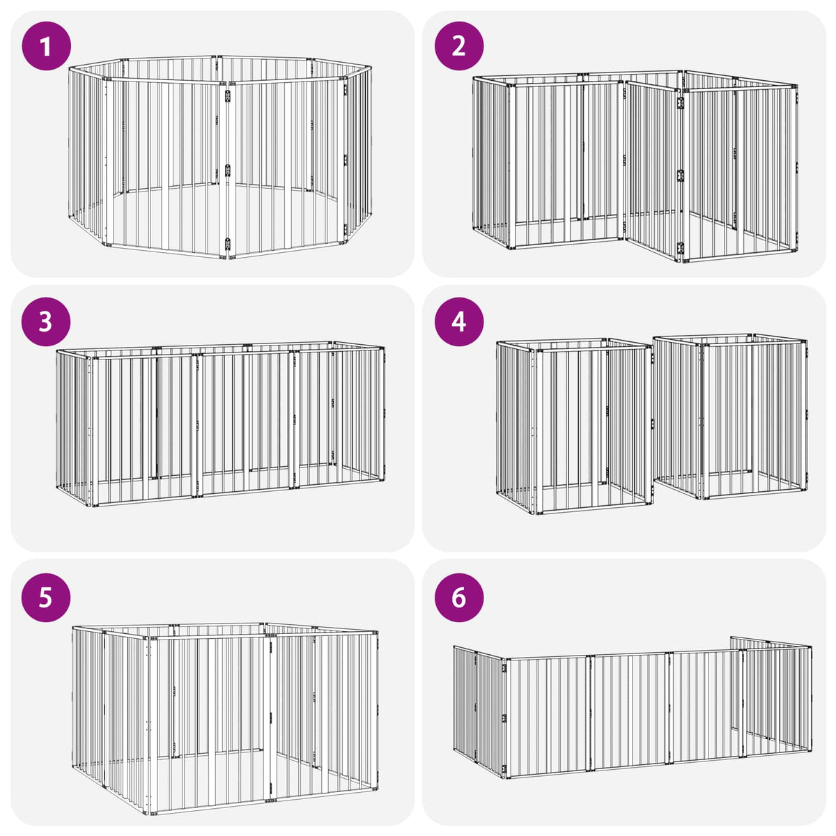 Hundedør 8 stk. Sort 60 x 80 cm Galvaniseret stål