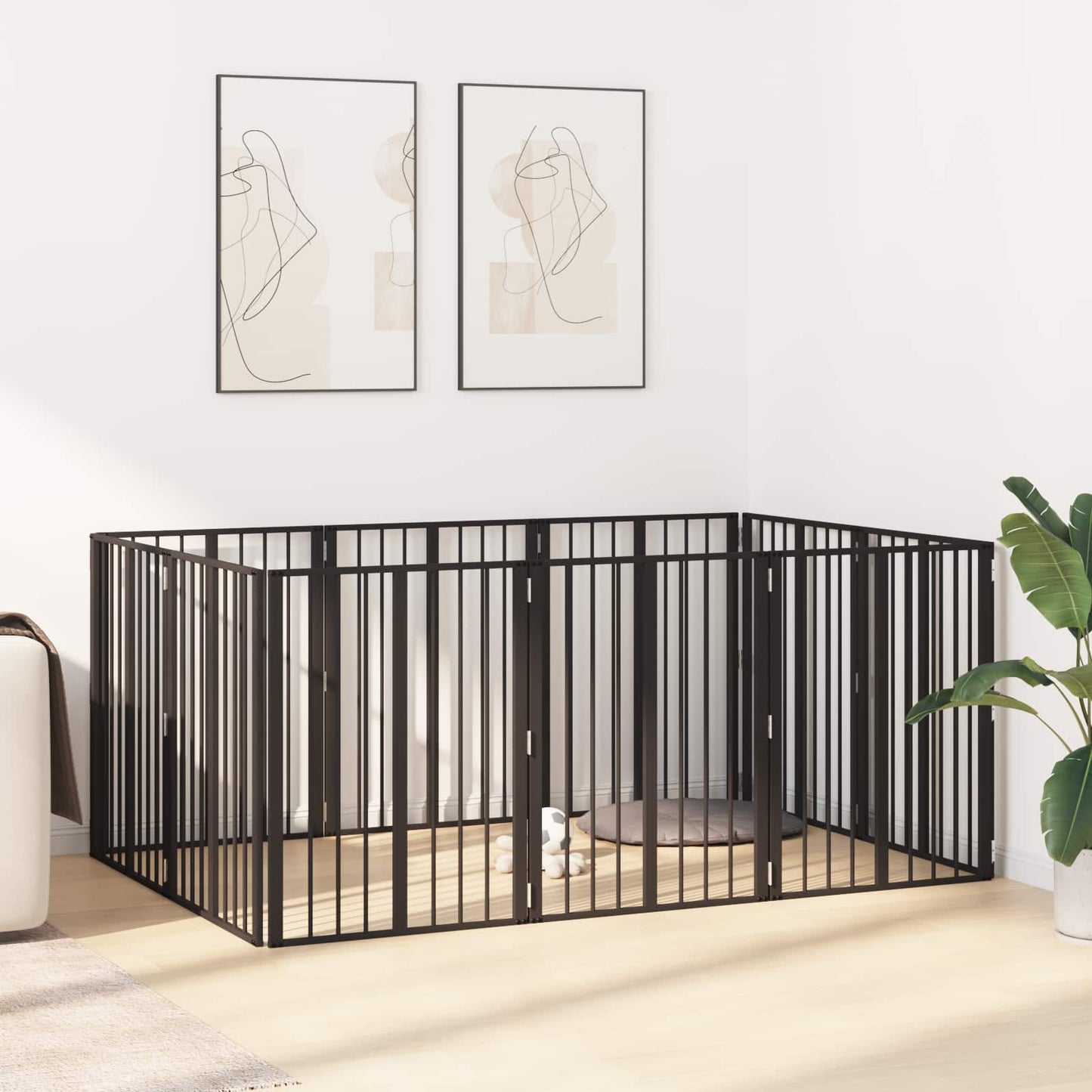 Hundedør 10 stk. Sort 60 x 80 cm Galvaniseret stål