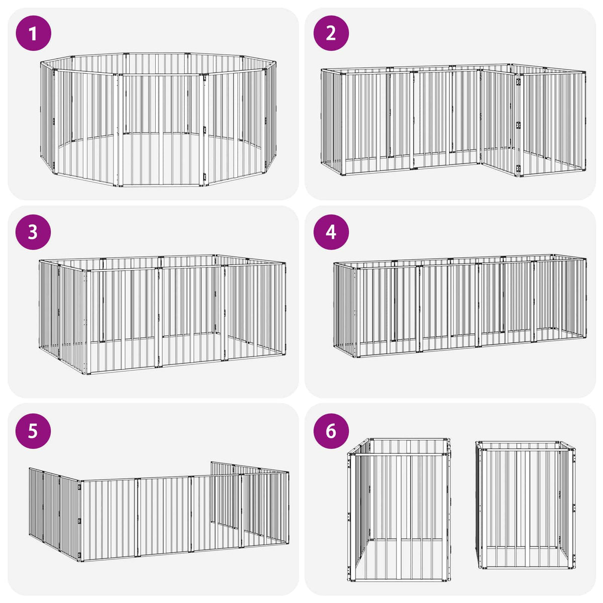 Hundedør 10 stk. Sort 60 x 80 cm Galvaniseret stål