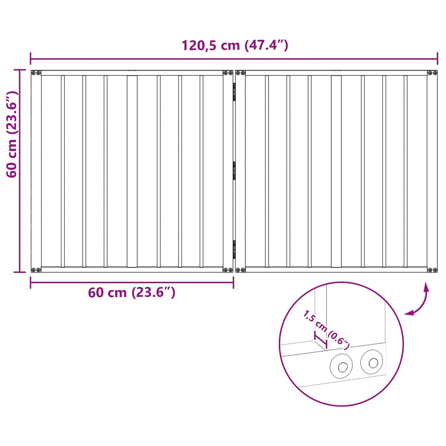 Hundedør 2 stk. Sort 60 x 60 cm Galvaniseret stål