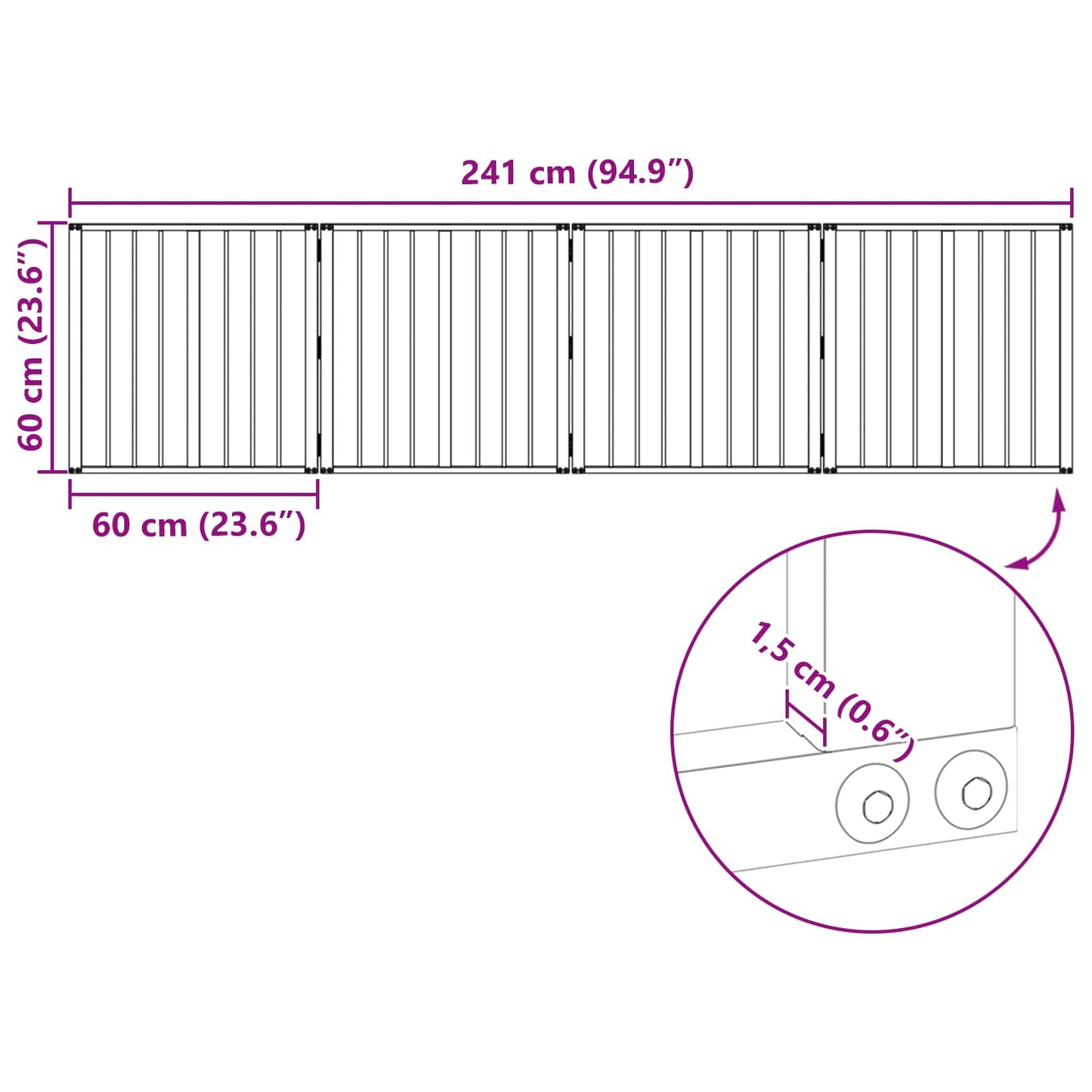 Hundedør 4 stk. Sort 60 x 60 cm Galvaniseret stål