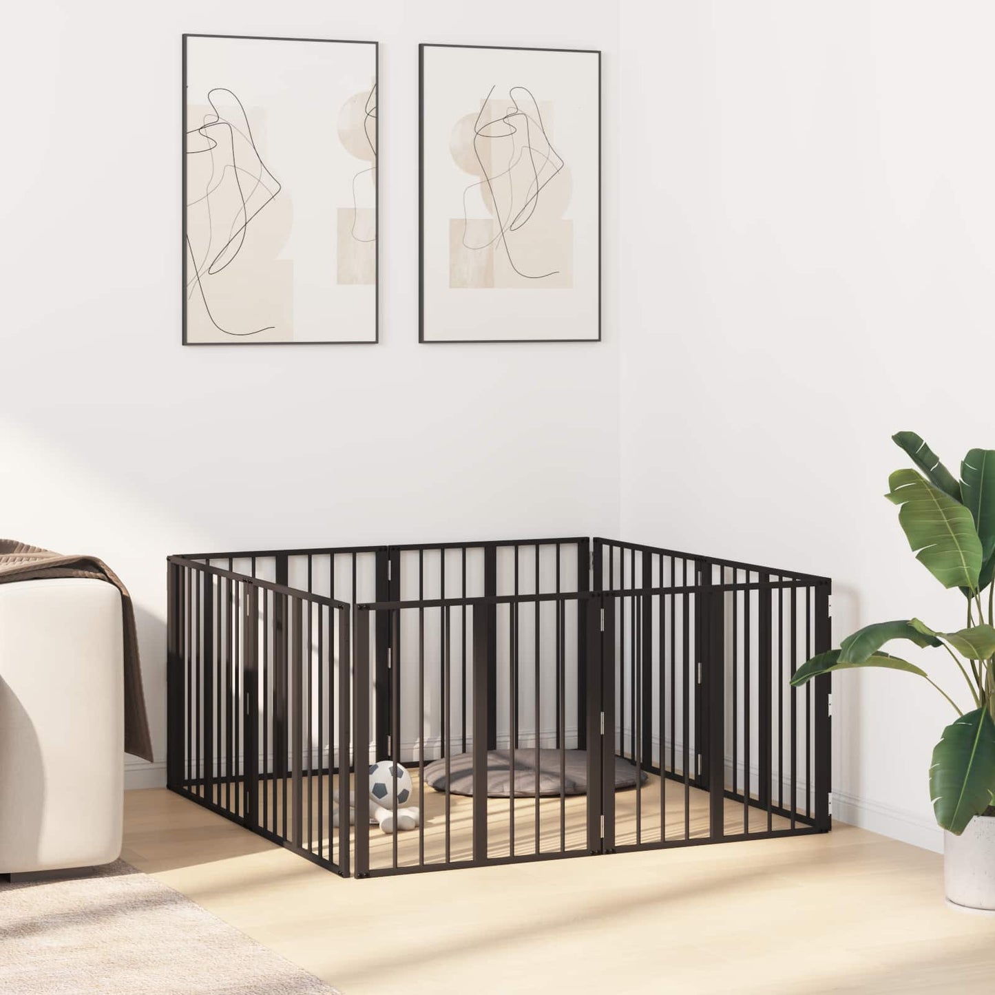 Hundedør 8 stk. Sort 60 x 60 cm Galvaniseret stål