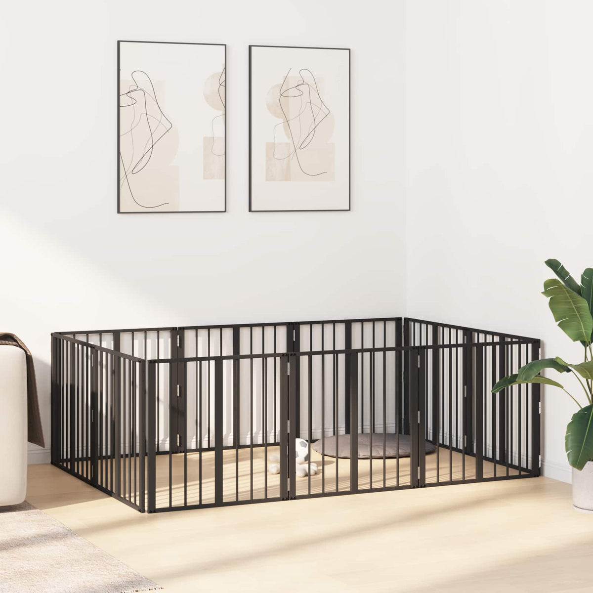 Hundedør 10 stk. Sort 60 x 60 cm Galvaniseret stål