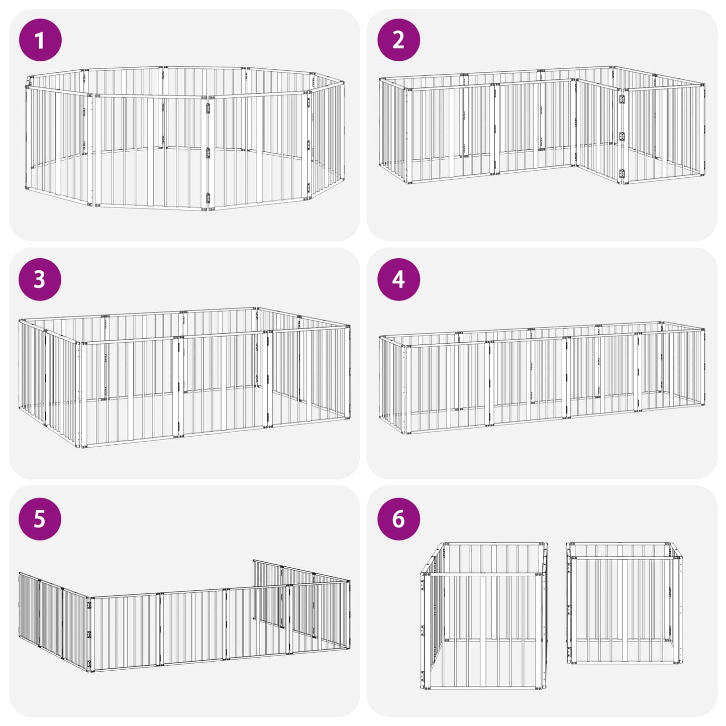 Hundedør 10 stk. Sort 60 x 60 cm Galvaniseret stål