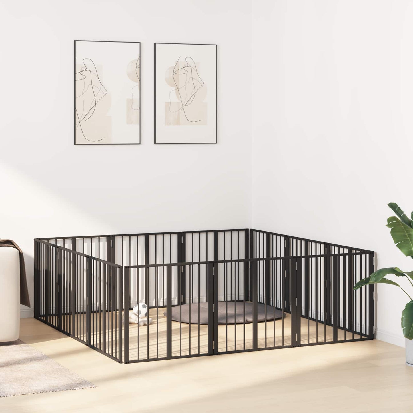 Hundedør 12 stk. Sort 60 x 60 cm Galvaniseret stål