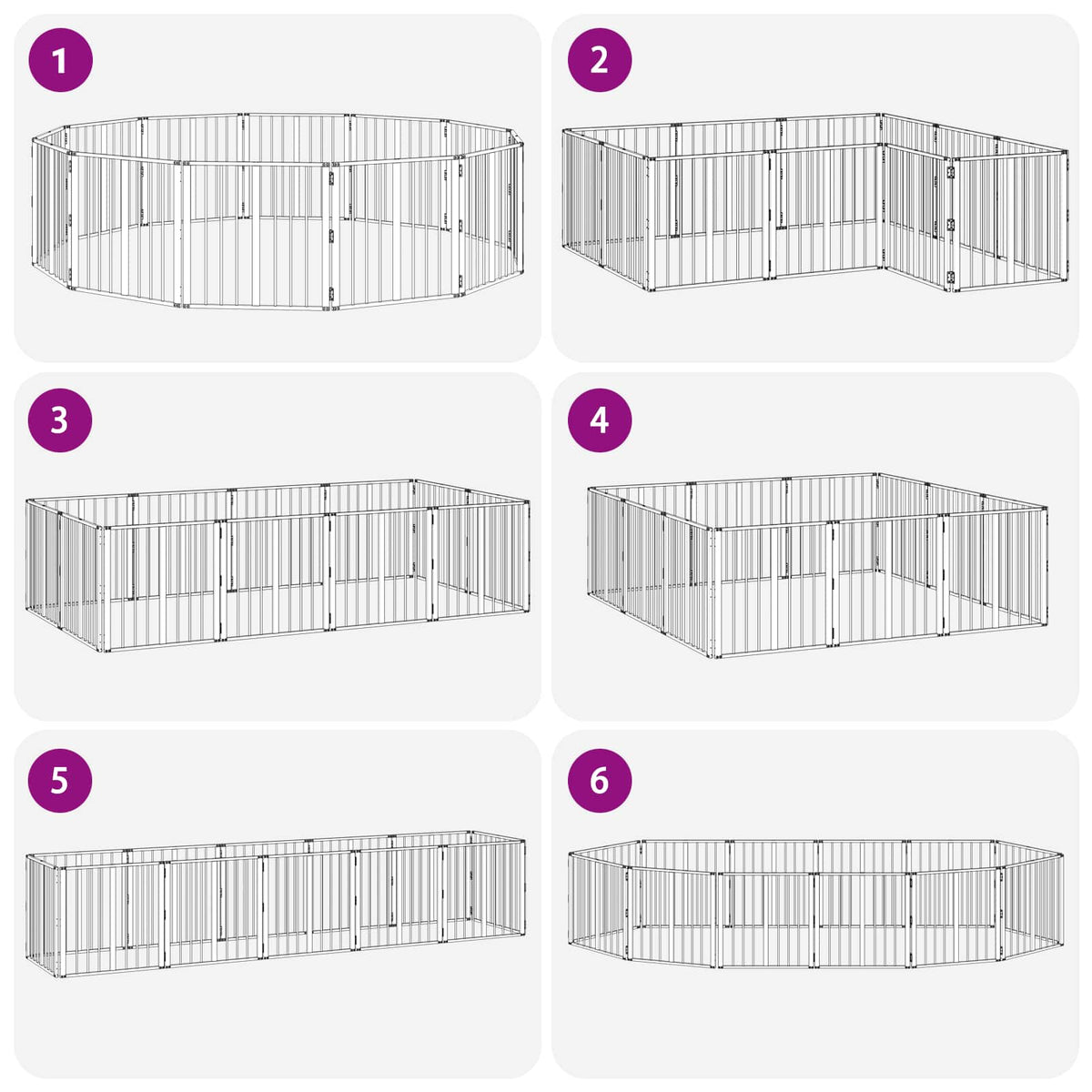 Hundedør 12 stk. Sort 60 x 60 cm Galvaniseret stål