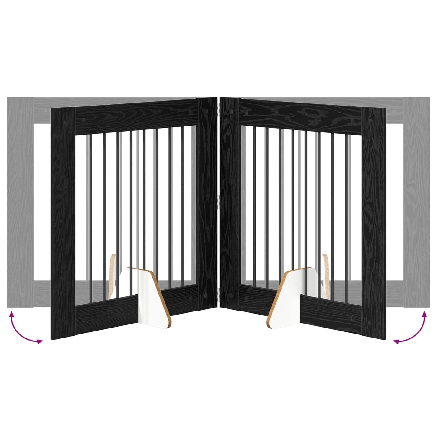 Sammenklappelig hundegitter med stativer 6 stk. Sort eg 482 cm