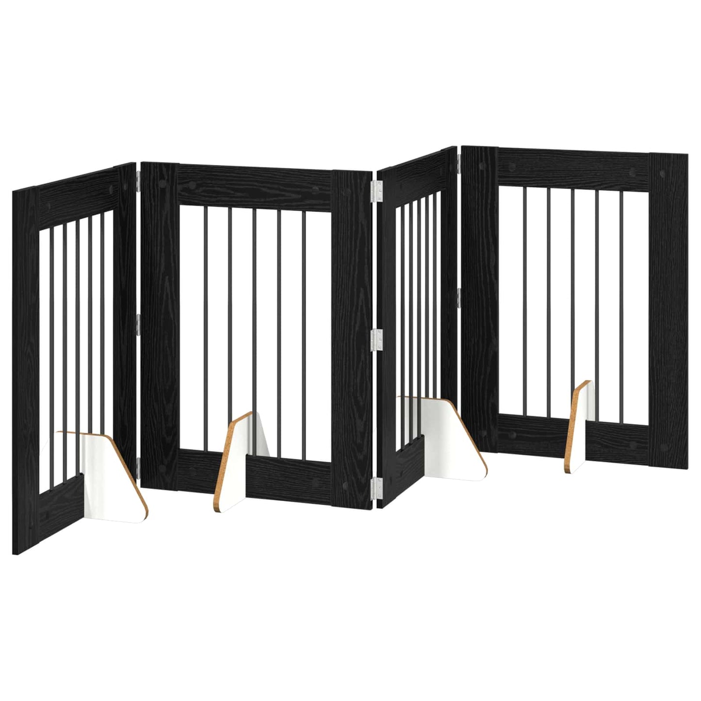 Sammenklappelig hundegitter med stativer 4 stk. Sort eg 241 cm