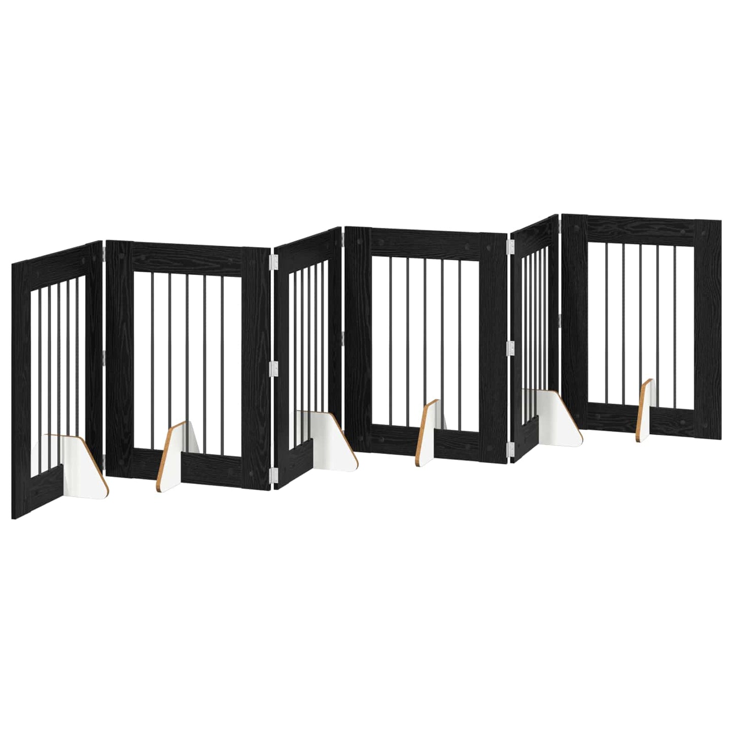 Sammenklappelig hundegitter med stativer 6 stk. Sort eg 362 cm