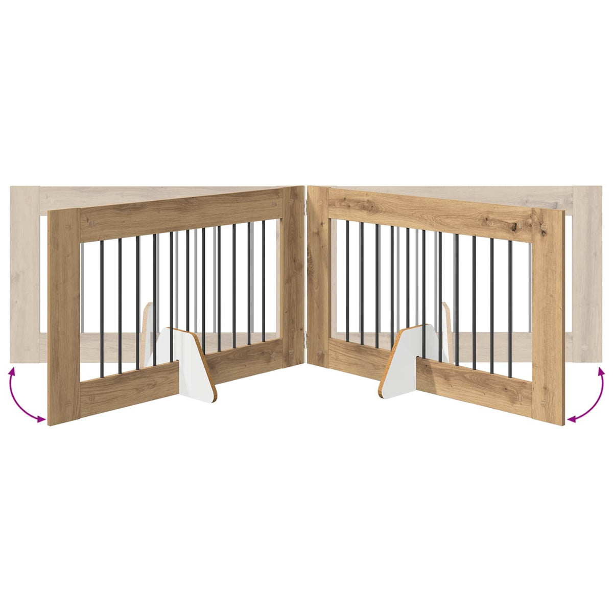 Sammenklappelig hundegitter med stativer 2 stk. Artisan-eg