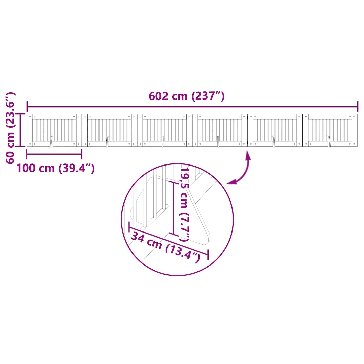 Sammenklappelig hundegitter med stativer 6 stk. Artisan-eg
