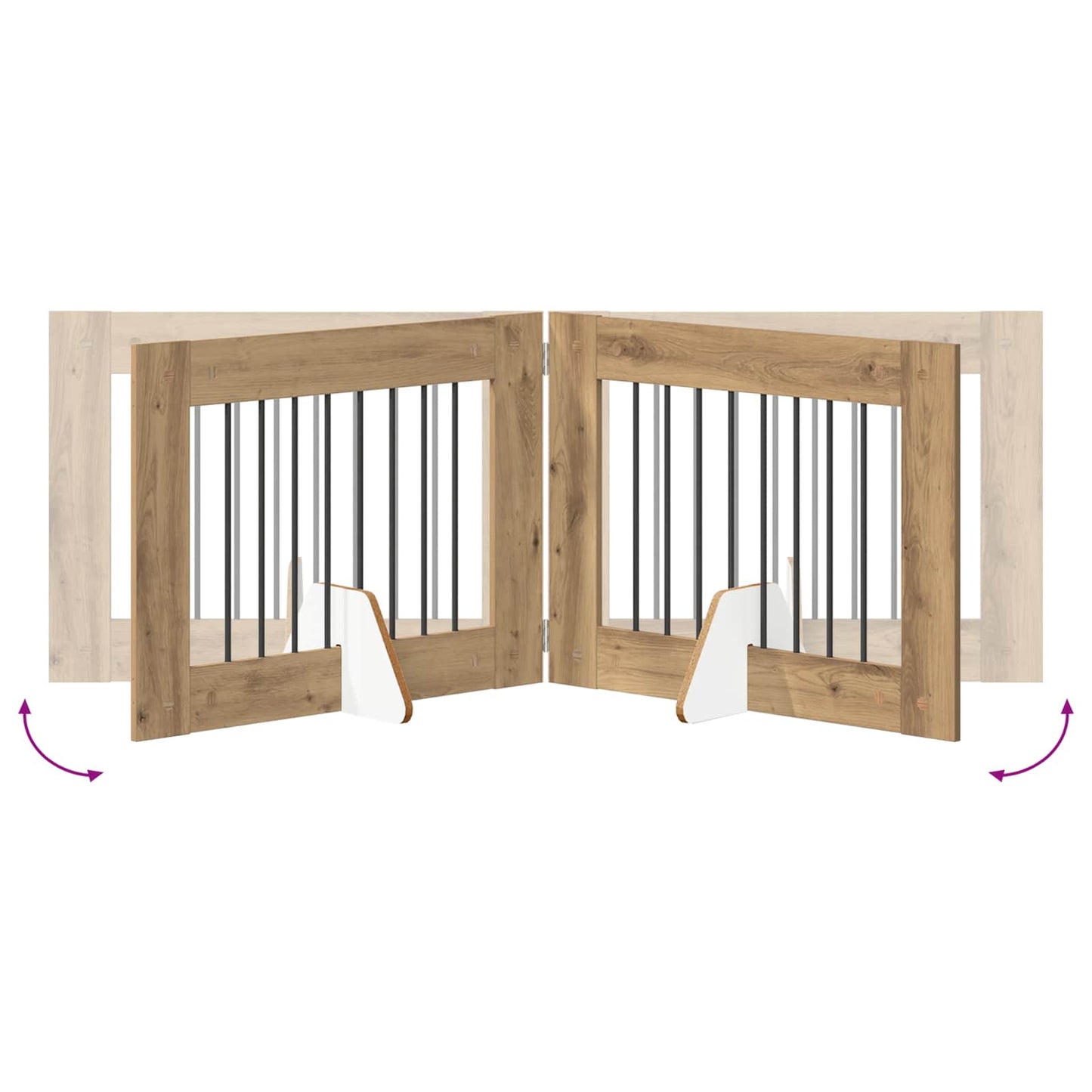 Sammenklappelig hundegitter med stativer 2 stk. Artisan-eg