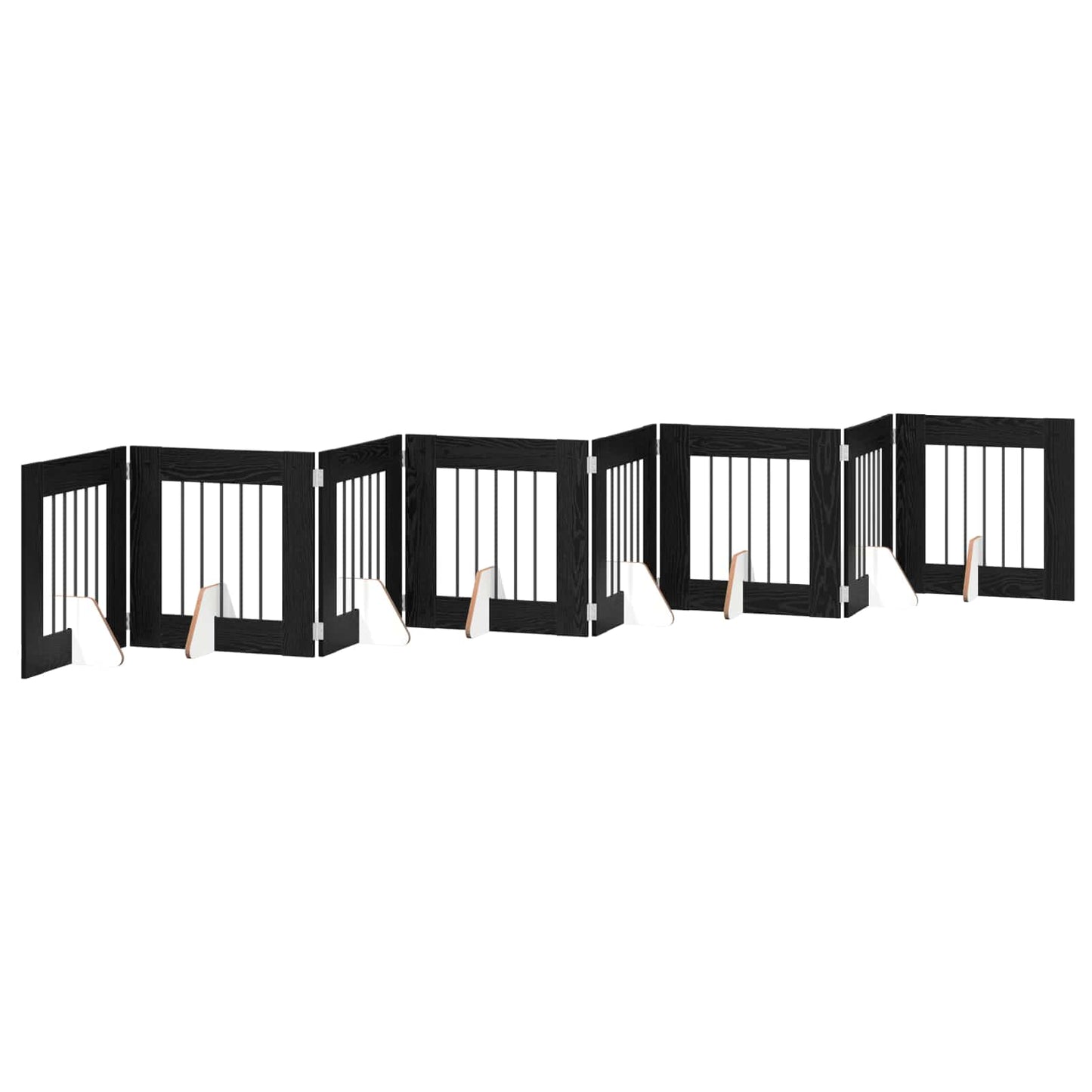 Sammenklappelig hundegitter med stativer 8 stk. Sort eg 60 cm