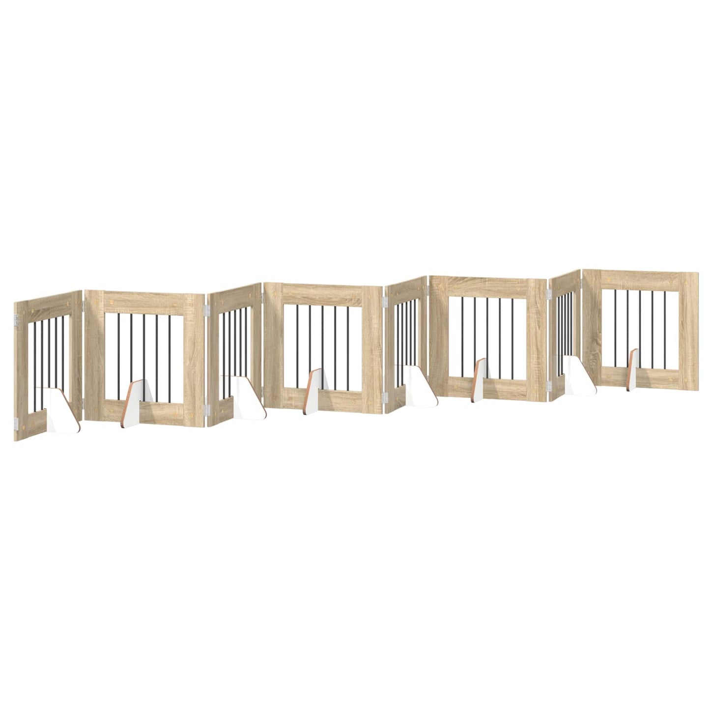 Sammenklappelig hundegitter med stativer 8 stk. Sonoma-eg 60 cm