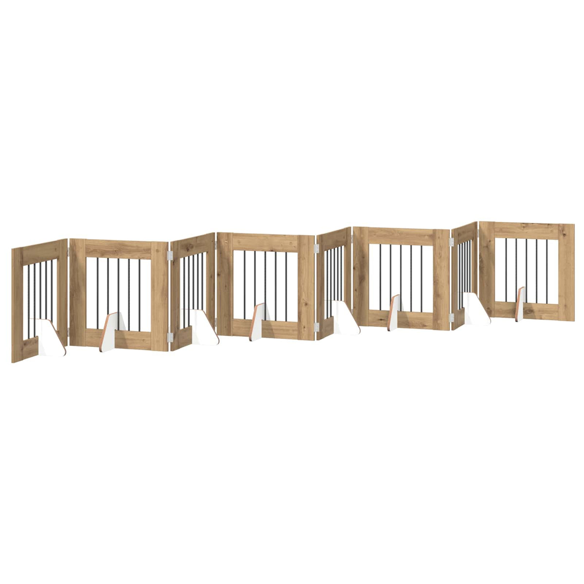 Sammenklappelig hundegitter med stativer 8 stk. Artisan-eg